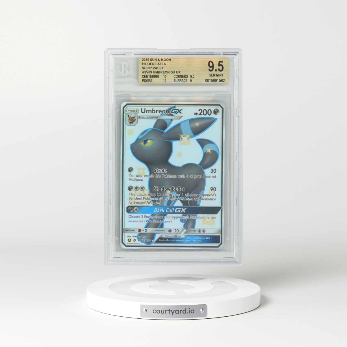 2019 Sun & Moon #SV69 Umbreon GX - Full Art Holo (BGS 9.5 MINT+)
