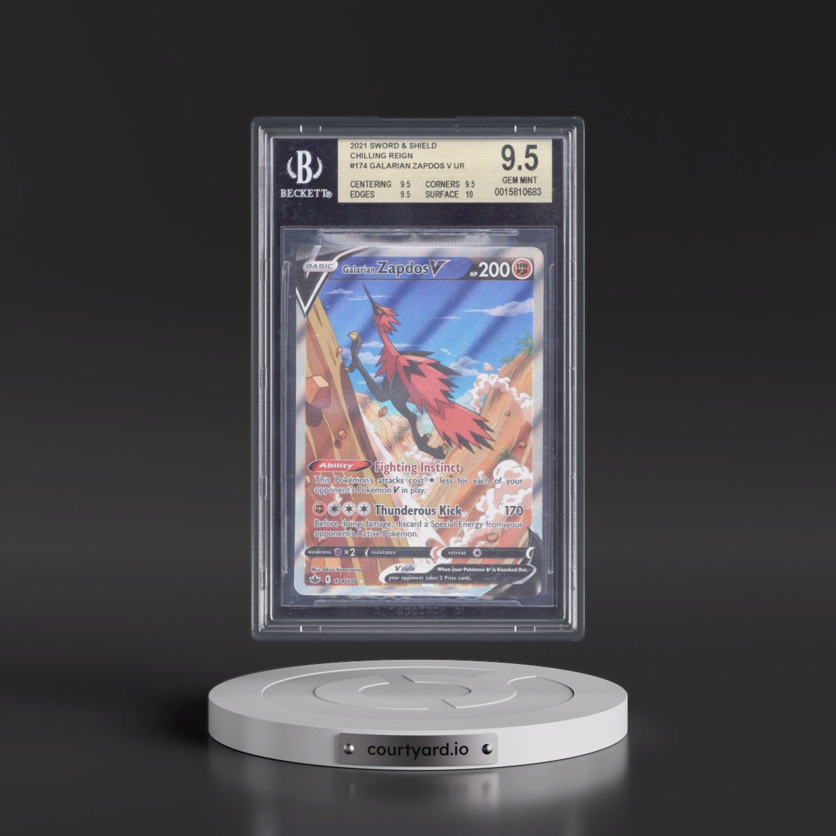2021 Chilling Reign #174 Galarian Zapdos V - Ultra Rare Holo (BGS 9.5 GEM MINT)