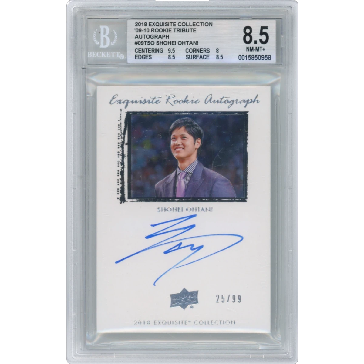 2018 Upper Deck Goodwin Champions Exquisite Rookie Autograph #09TSO Shohei Ohtani, BGS 8.5