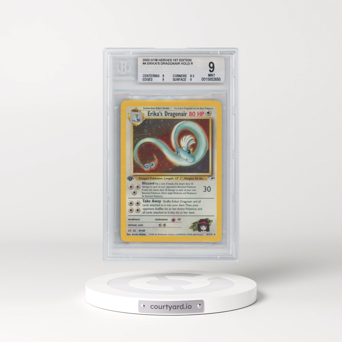 2000 Gym Heroes #4 Erika's Dragonair - 1st Edition Holo (BGS 9 MINT)