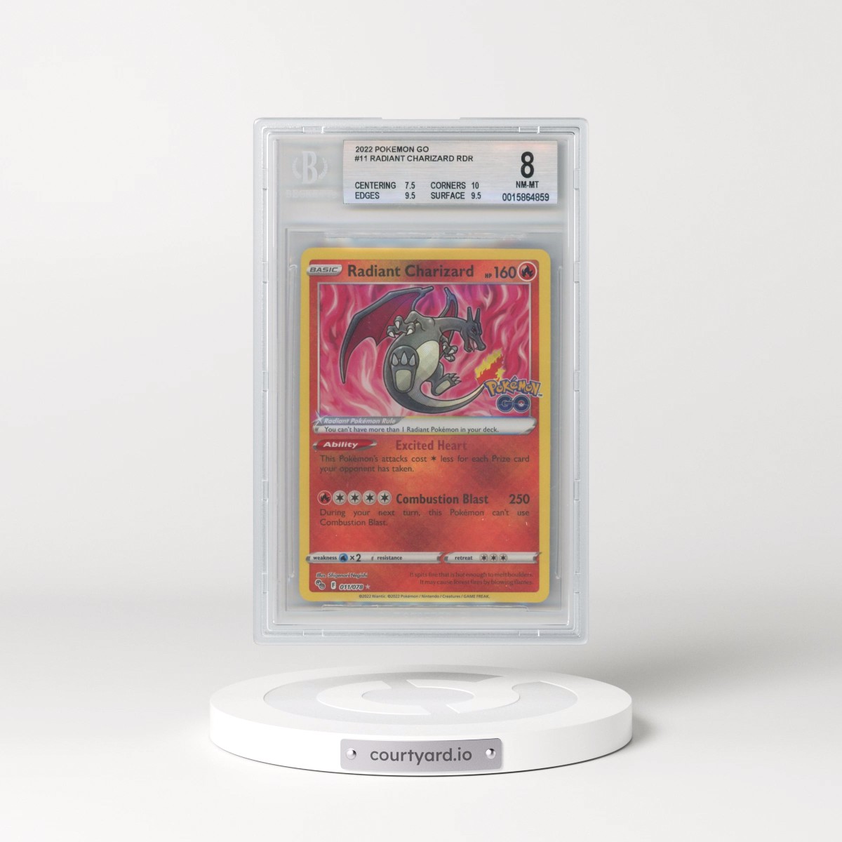 2022 Pokémon GO #011 Radiant Charizard - Holo (BGS 8 NM-MT)