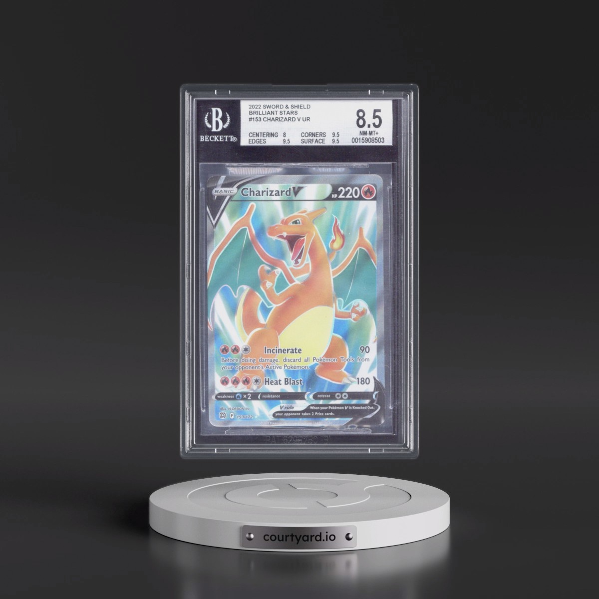 2022 Brilliant Stars #153 Charizard V - Ultra Rare Holo (BGS 8.5 NM-MT+)