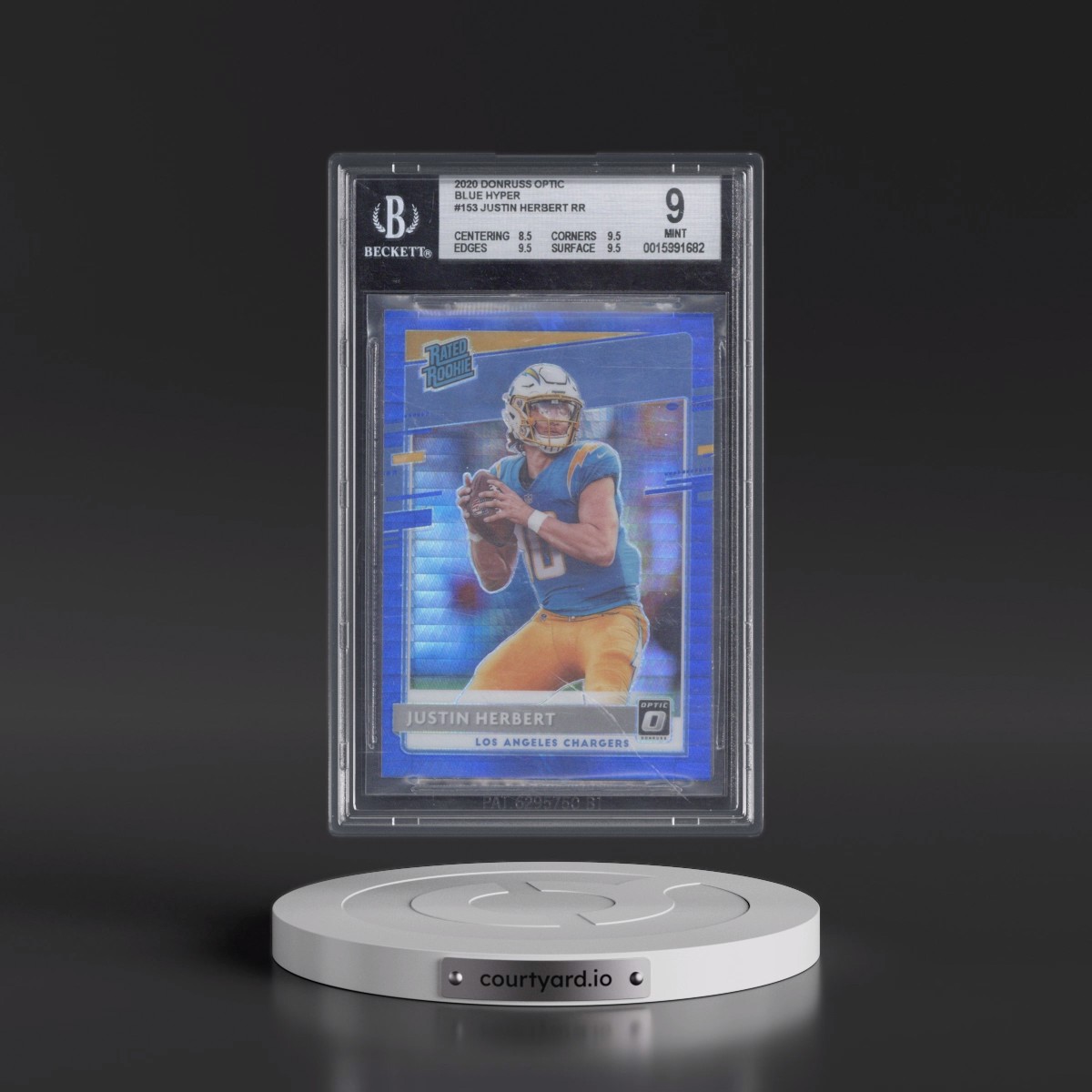 2020 Panini Donruss Optic Justin Herbert - Blue Hyper #153 BGS 9