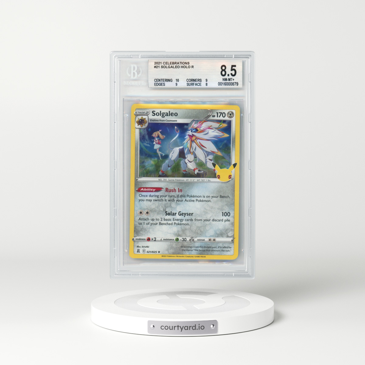 2021 Celebrations #021 Solgaleo - Holo (BGS 8.5 NM-MT+)