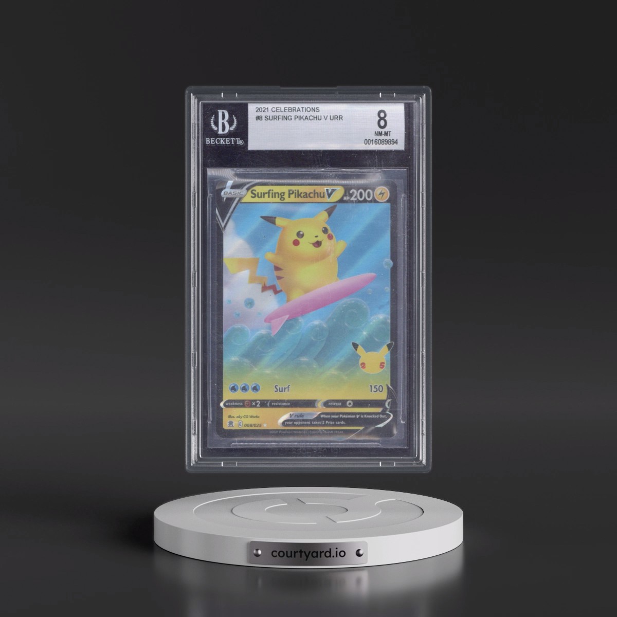 2021 Celebrations #008 Surfing Pikachu V - Holo (BGS 8 NM-MT)