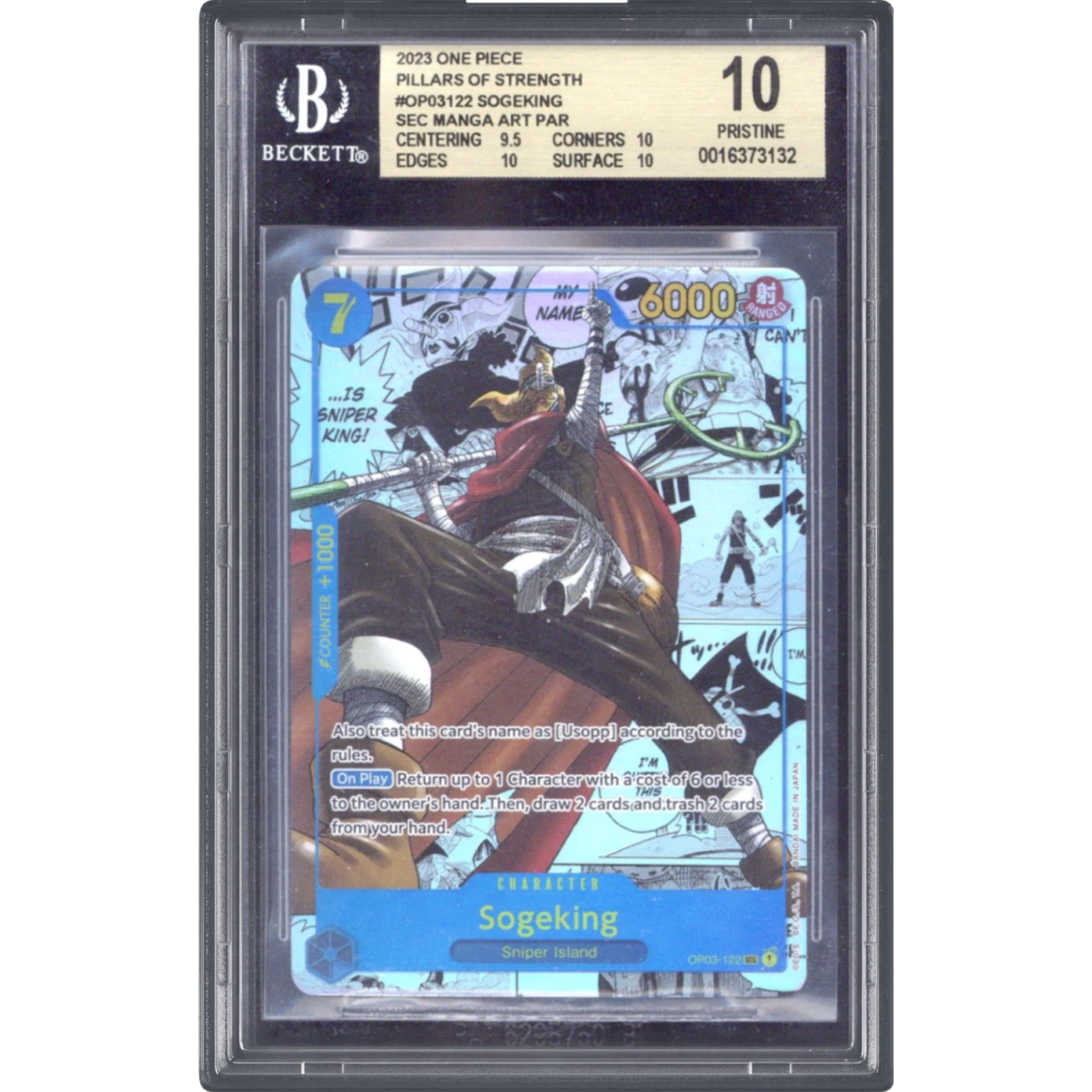 2023 Pillars of Strength (OP03) - English #122 Sogeking - Manga Alt. Art Parallel, BGS 10