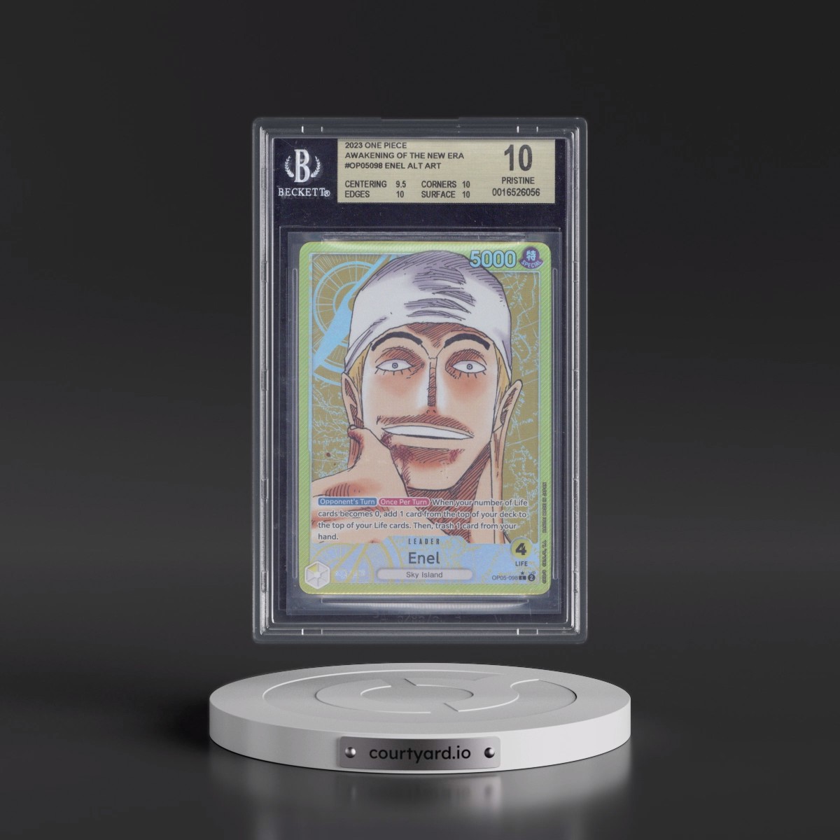 2023 Awakening of the New Era (OP05) - English #098 Enel - (Map Text Box) Alt Art (BGS 10 PRISTINE)
