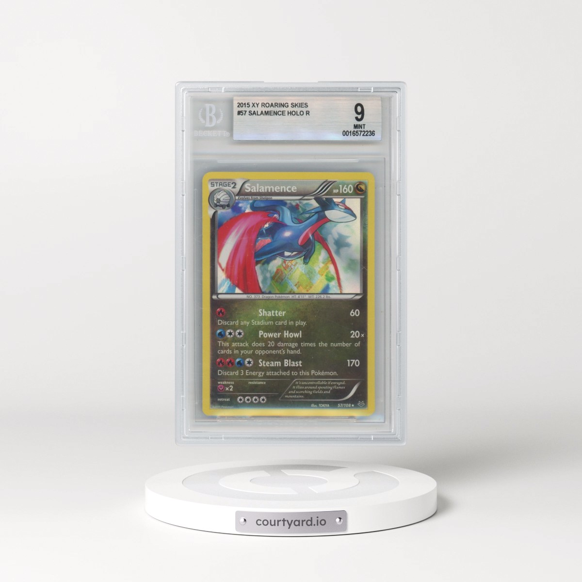 2015 Pokémon XY Roaring Skies #57 Salamence - Holo (BGS 9 MINT)