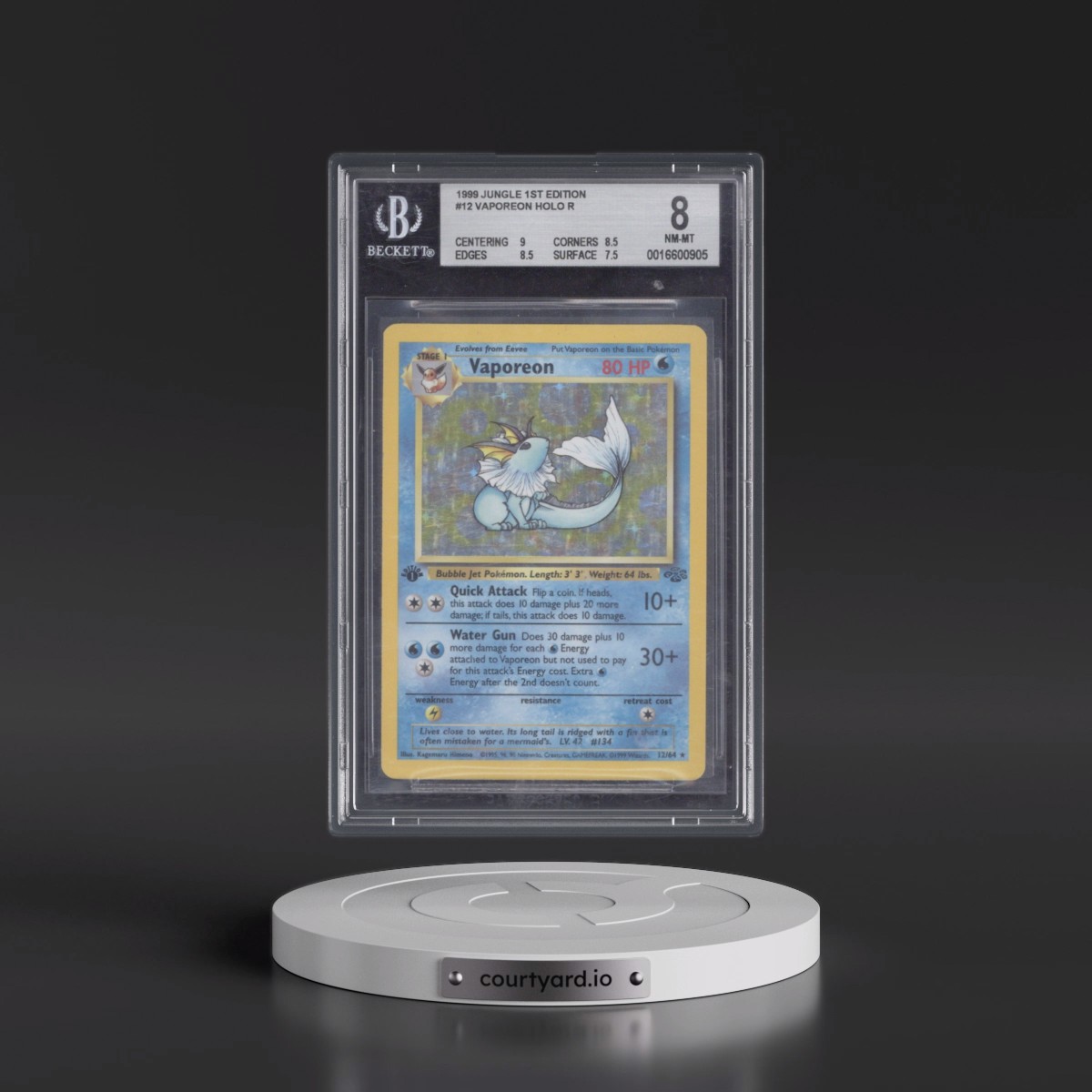 1999 Jungle #12 Vaporeon - 1st Edition Holo (BGS 8 NM-MT)