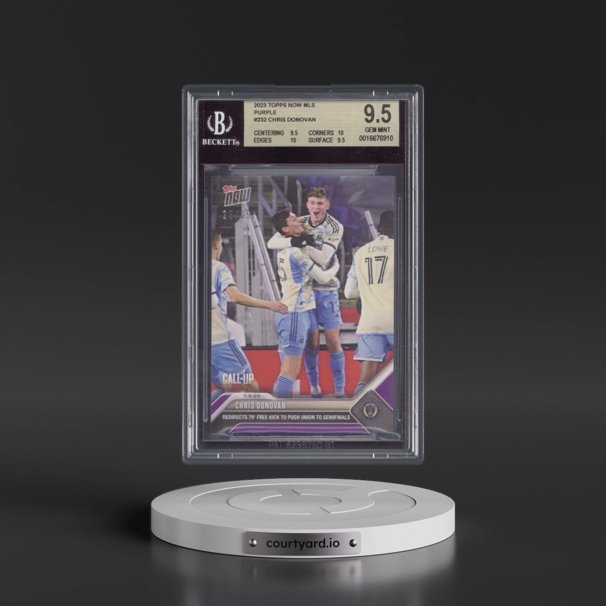 2023 Topps Now MLS Purple #232 Chris Donovan (BGS 9.5 GEM MINT)