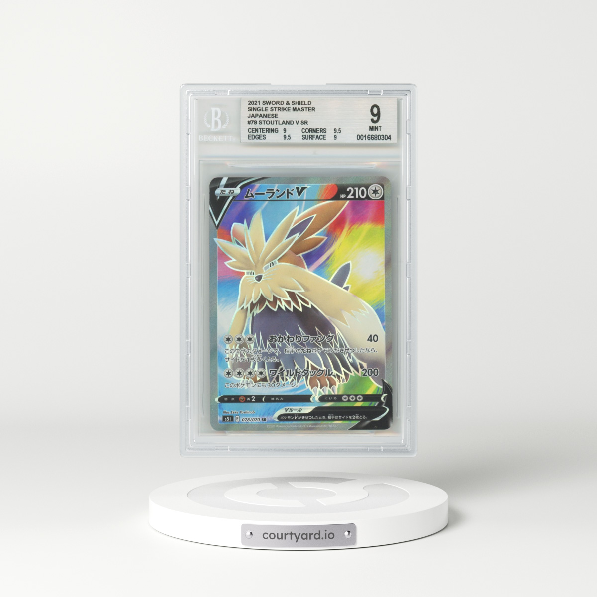 2021 Japanese Single Strike Master #78 Stoutland V - Full Art Holo (BGS 9 MINT)