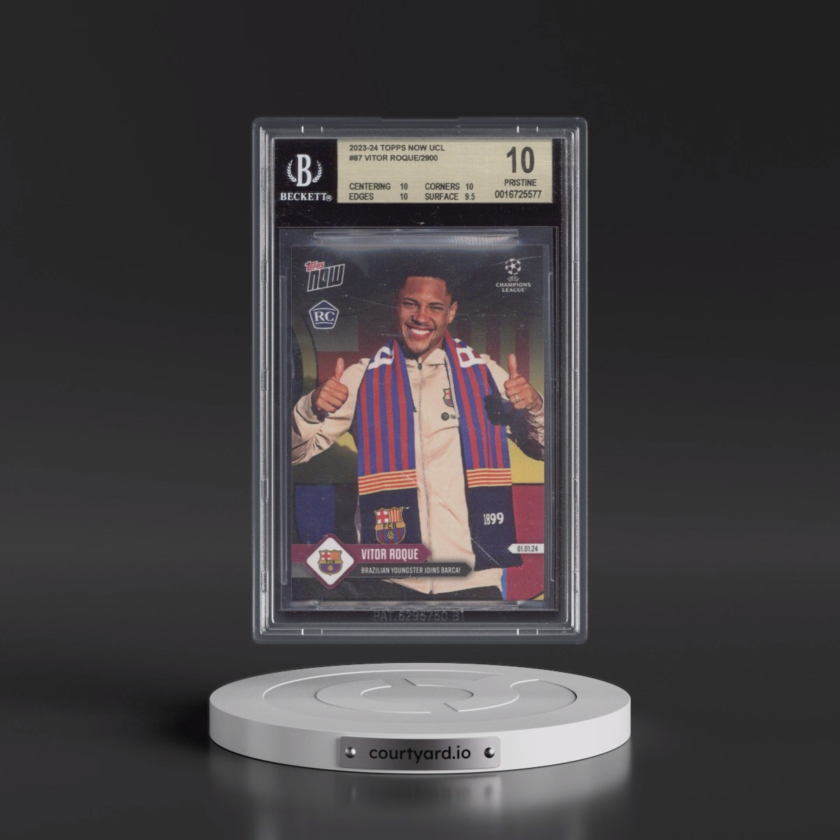 2023 Topps Now UEFA Champions League #87 Vitor Roque/2900* (BGS 10 PRISTINE)
