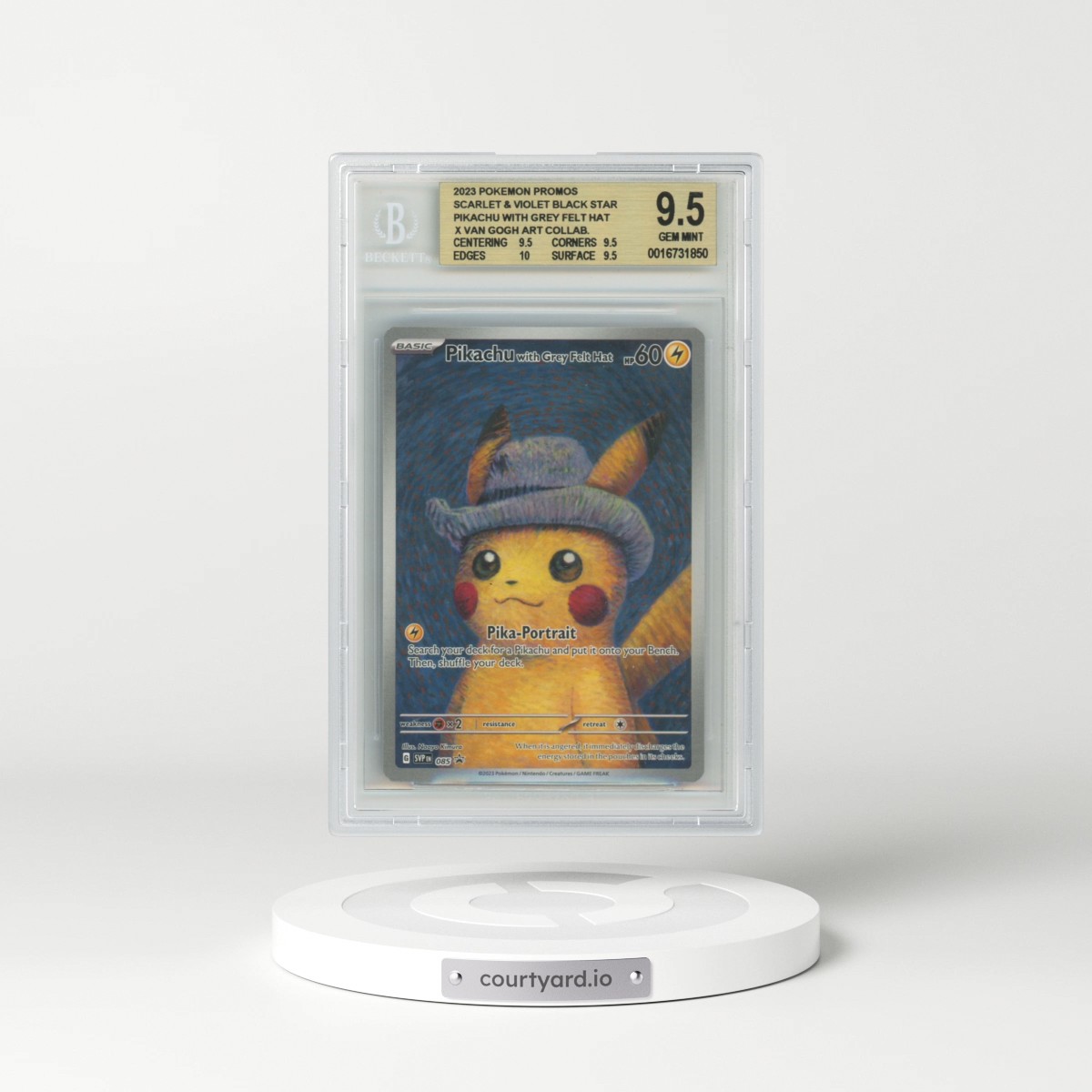 2023 Black Star Promos - Scarlet & Violet SVP EN #085 Pikachu with Grey Felt Hat - Pokémon x Van Gogh (BGS 9.5 GEM MINT)