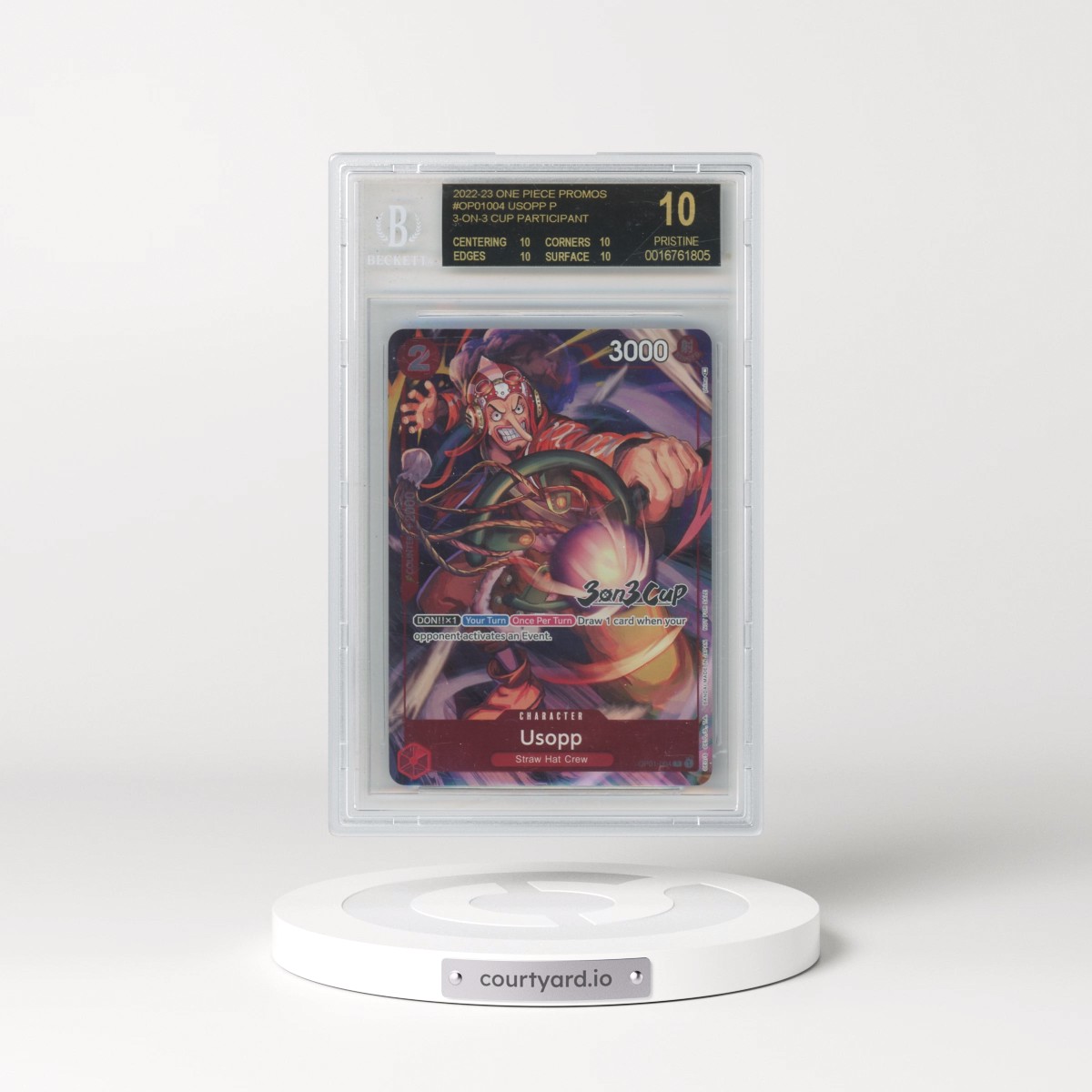 2022 One Piece Card Game Promos #OP01004 Usopp P/(3-on-3 Cup Participant) (BGS 10 PRISTINE)