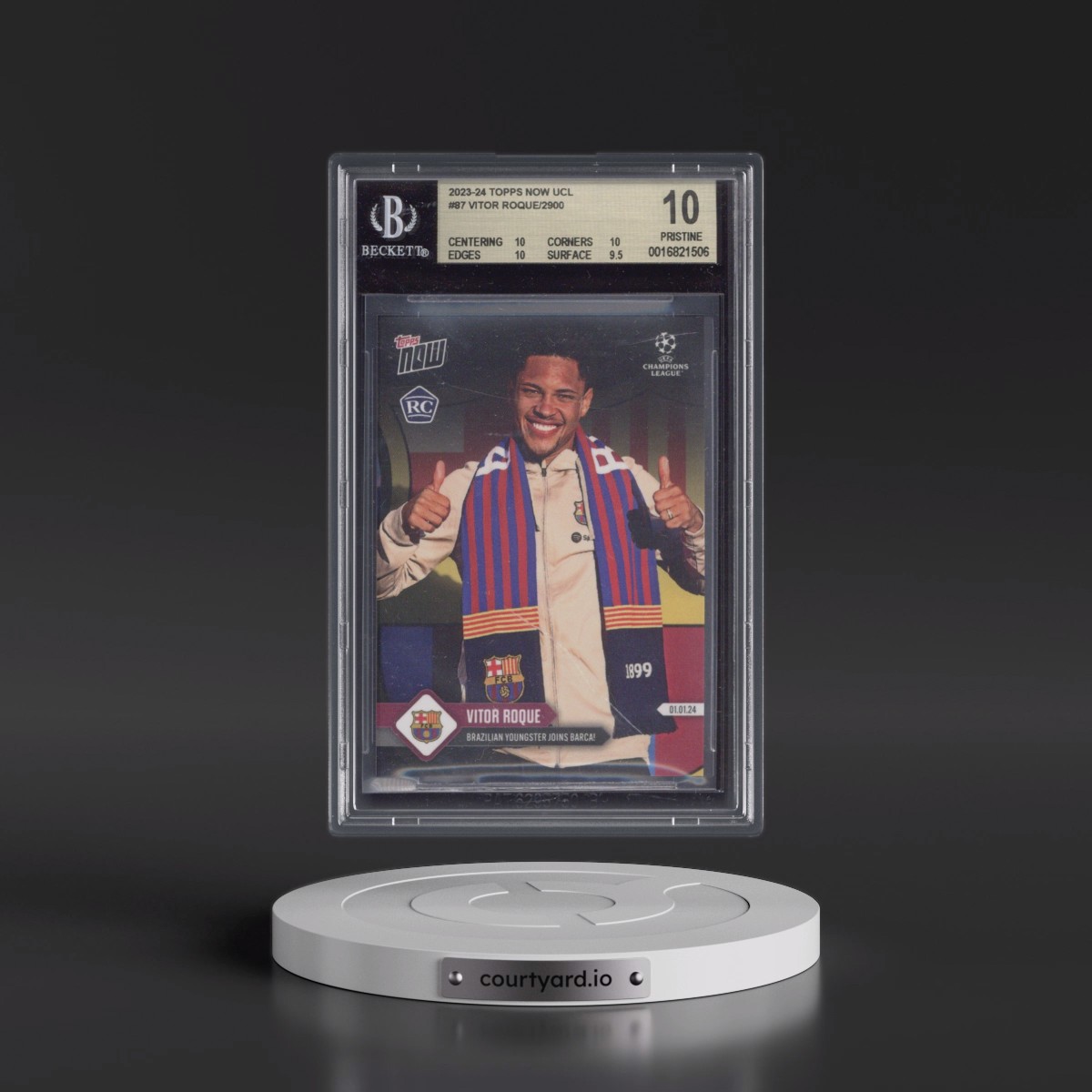 2023 Topps Now UEFA Champions League #87 Vitor Roque/2900* (BGS 10 PRISTINE)