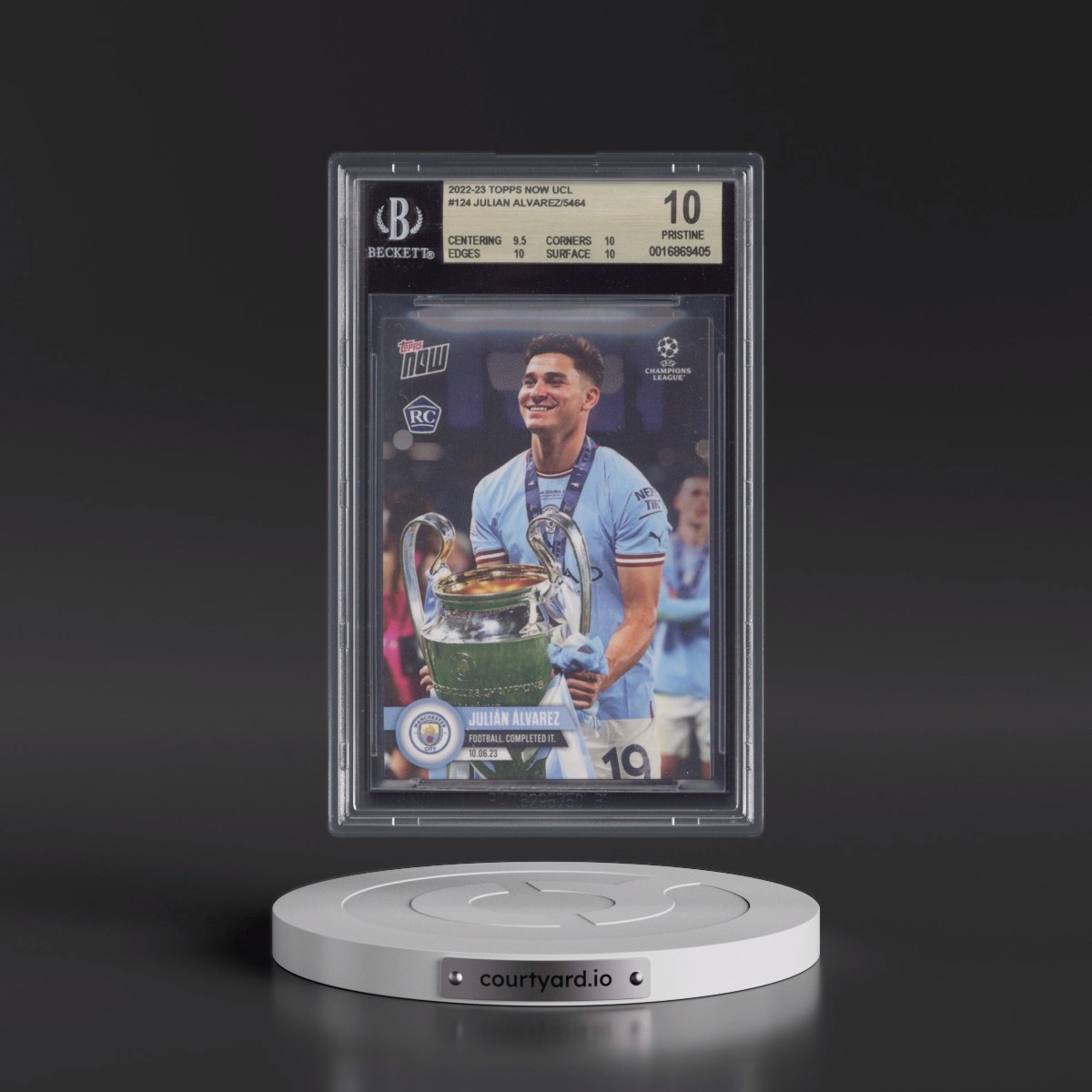 2022 Topps Now UEFA Champions League #124 Julian Alvarez/5464* (BGS 10 PRISTINE)