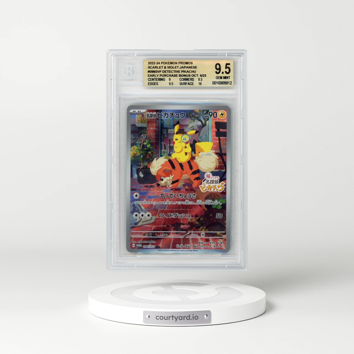 2022 Pokémon Scarlet and Violet Promos #098SVP Detective Pikachu P/(Detective Pikachu Returns early purchase bonus October 6, 2023) (BGS 9.5 GEM MINT)