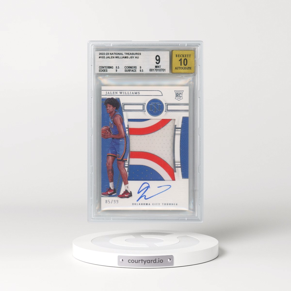 2022 Panini National Treasures #102 Jalen Williams AU JSY RC (BGS 9 MINT)