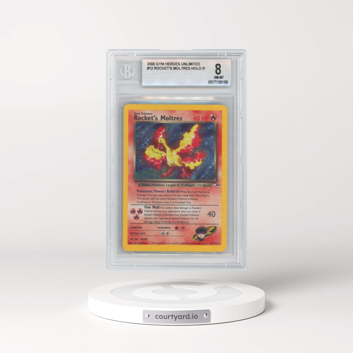 2000 Gym Heroes #12 Rocket's Moltres - Holo (BGS 8 NM-MT)