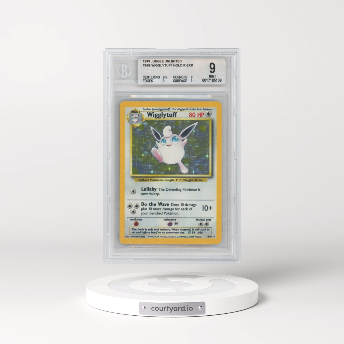 1999 Jungle #16 Wigglytuff - No Set Symbol Holo (BGS 9 MINT)