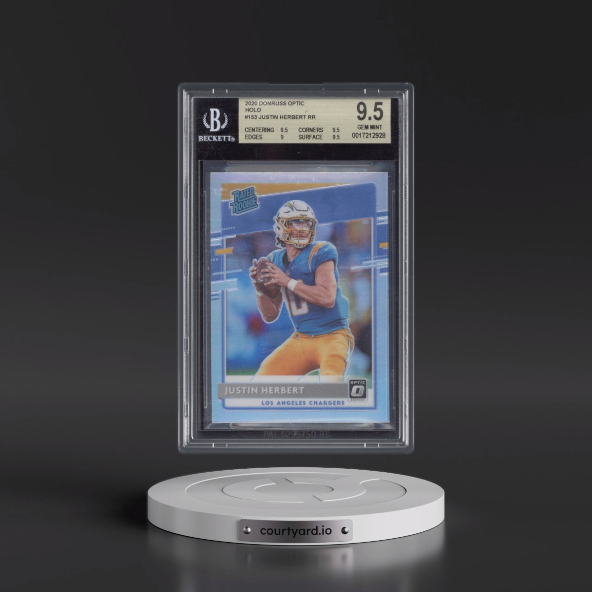2020 Panini Donruss Optic #153 Justin Herbert - Holo (BGS 9.5 GEM MINT)