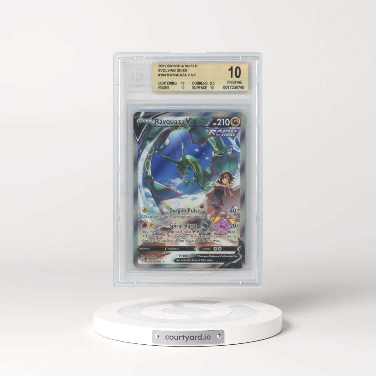 2021 Evolving Skies #194 Rayquaza V - Ultra Rare Holo (BGS 10 PRISTINE)