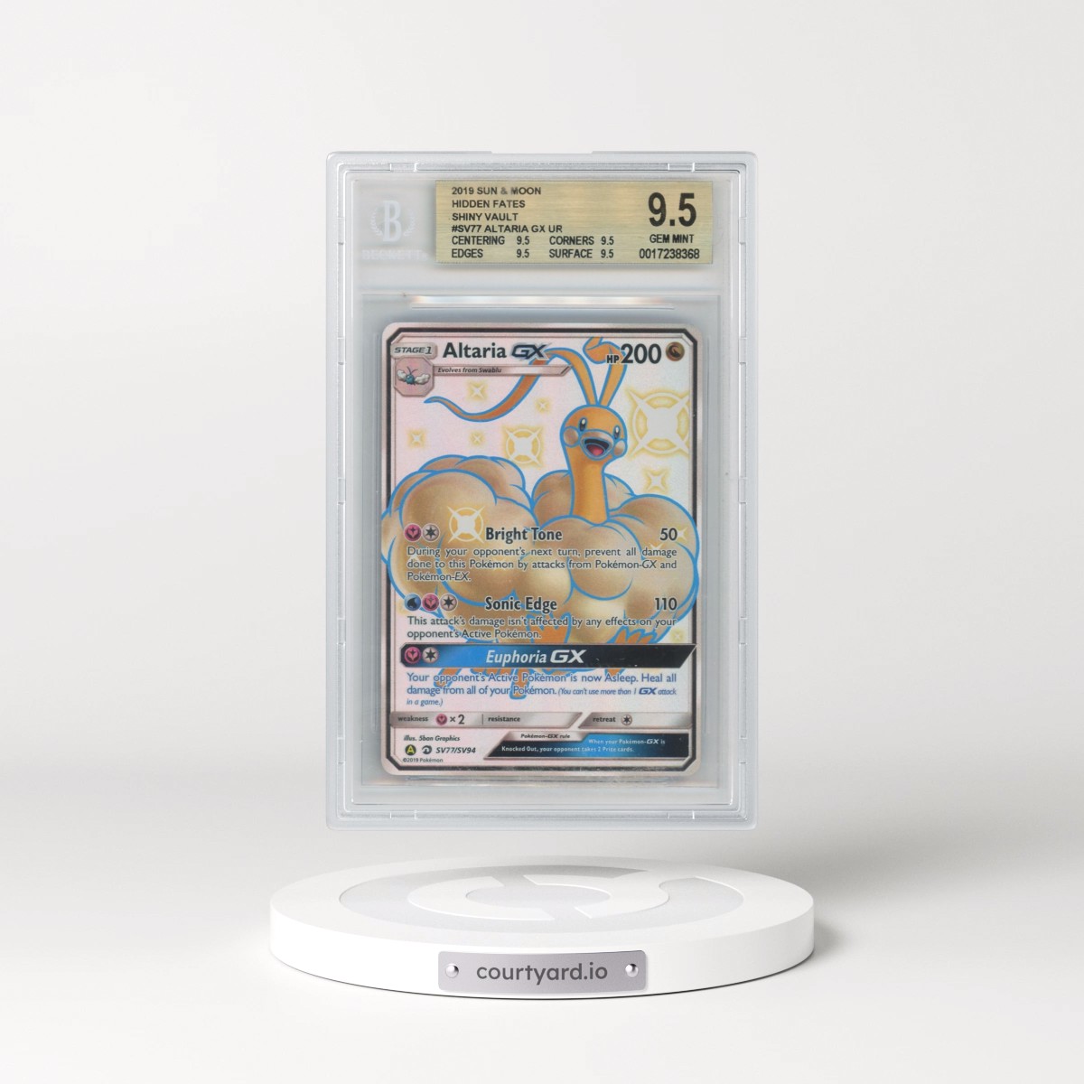 2019 Hidden Fates #SV77 Altaria GX - Shiny Vault Holo (BGS 9.5 GEM MINT)