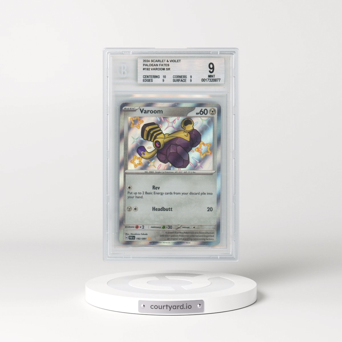 2024 Paldean Fates - PAF EN #192 Varoom - Shiny Rare Holo (BGS 9 MINT)