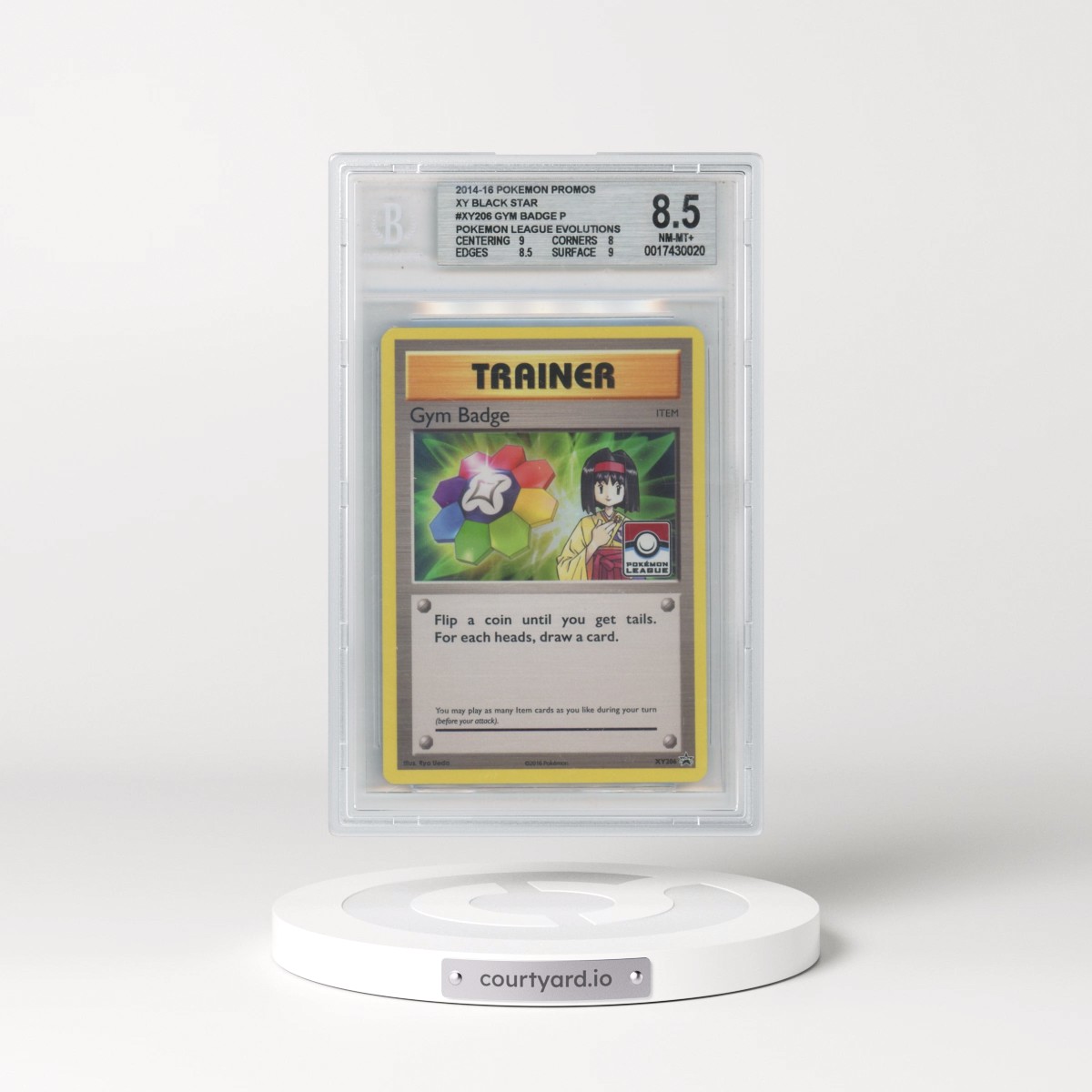 2014 Pokémon XY Black Star Promos #XY206 Gym Badge P/(Pokemon League Evolutions 4 Season; 2016-2017 Cycle) (BGS 8.5 NM-MT+)