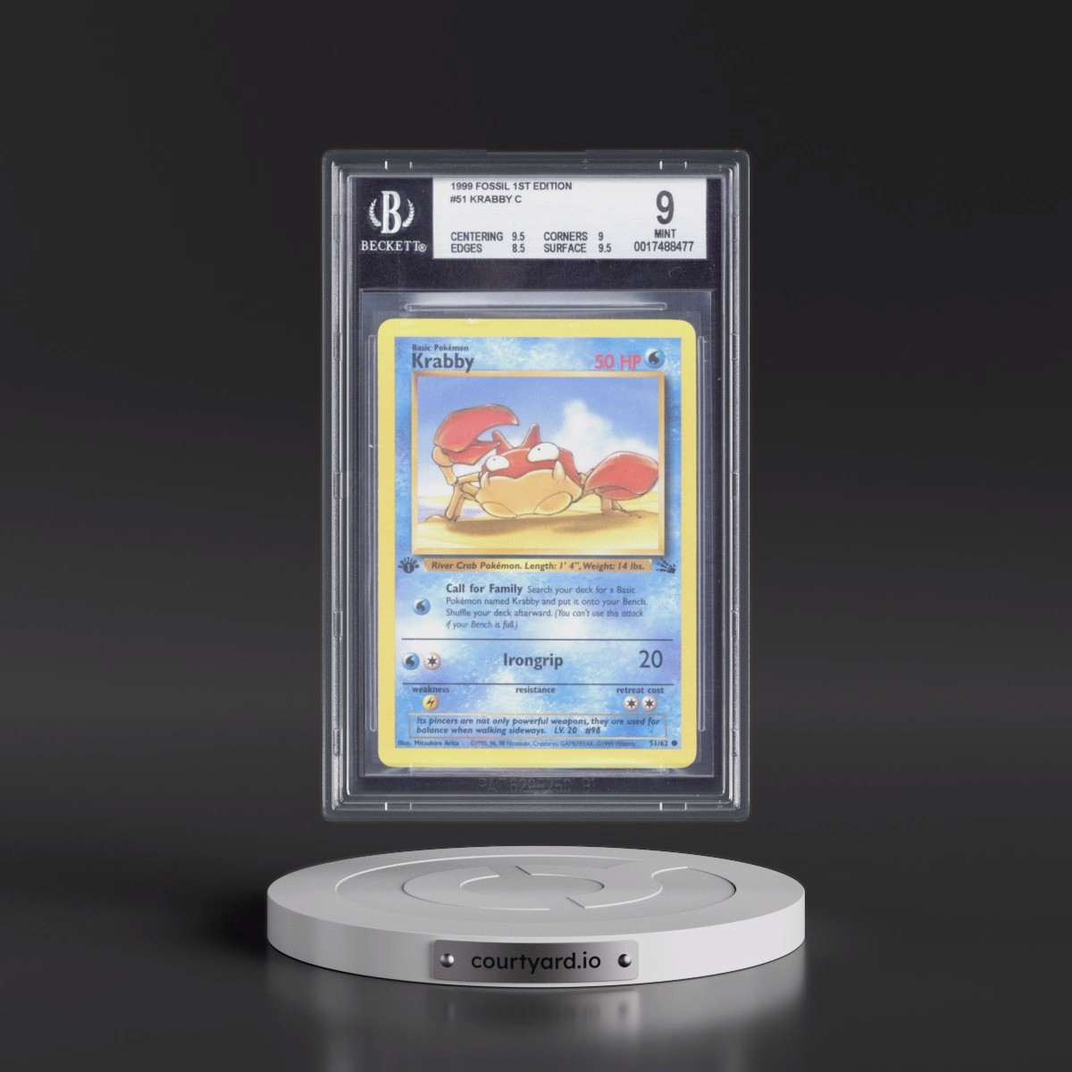 1999 Fossil #51 Krabby - 1st Edition 1st Edition (BGS 9 MINT)