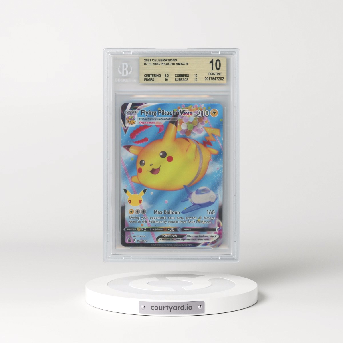 2021 Celebrations #007 Flying Pikachu VMAX - Holo (BGS 10 PRISTINE)
