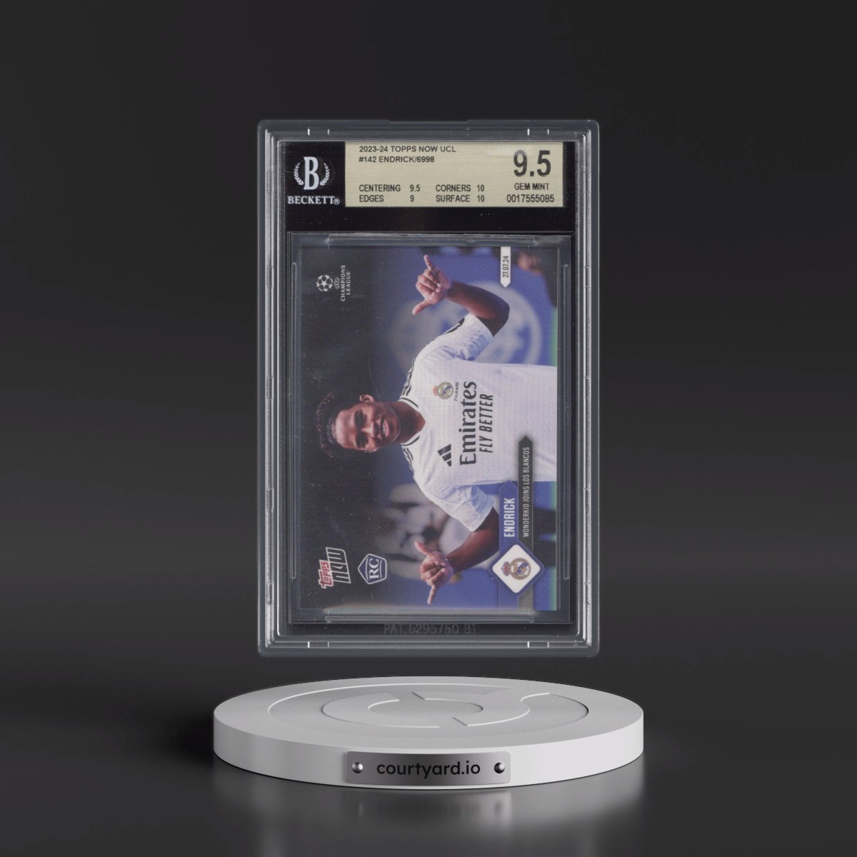 2023 Topps Now UEFA Champions League #142 Endrick/6998* (BGS 9.5 GEM MINT)