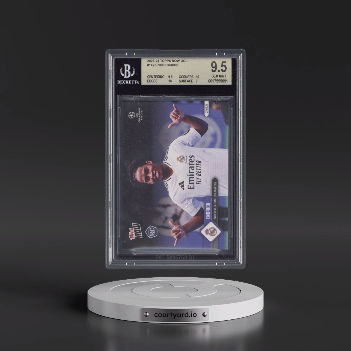 2023 Topps Now UEFA Champions League #142 Endrick/6998* (BGS 9.5 GEM MINT)