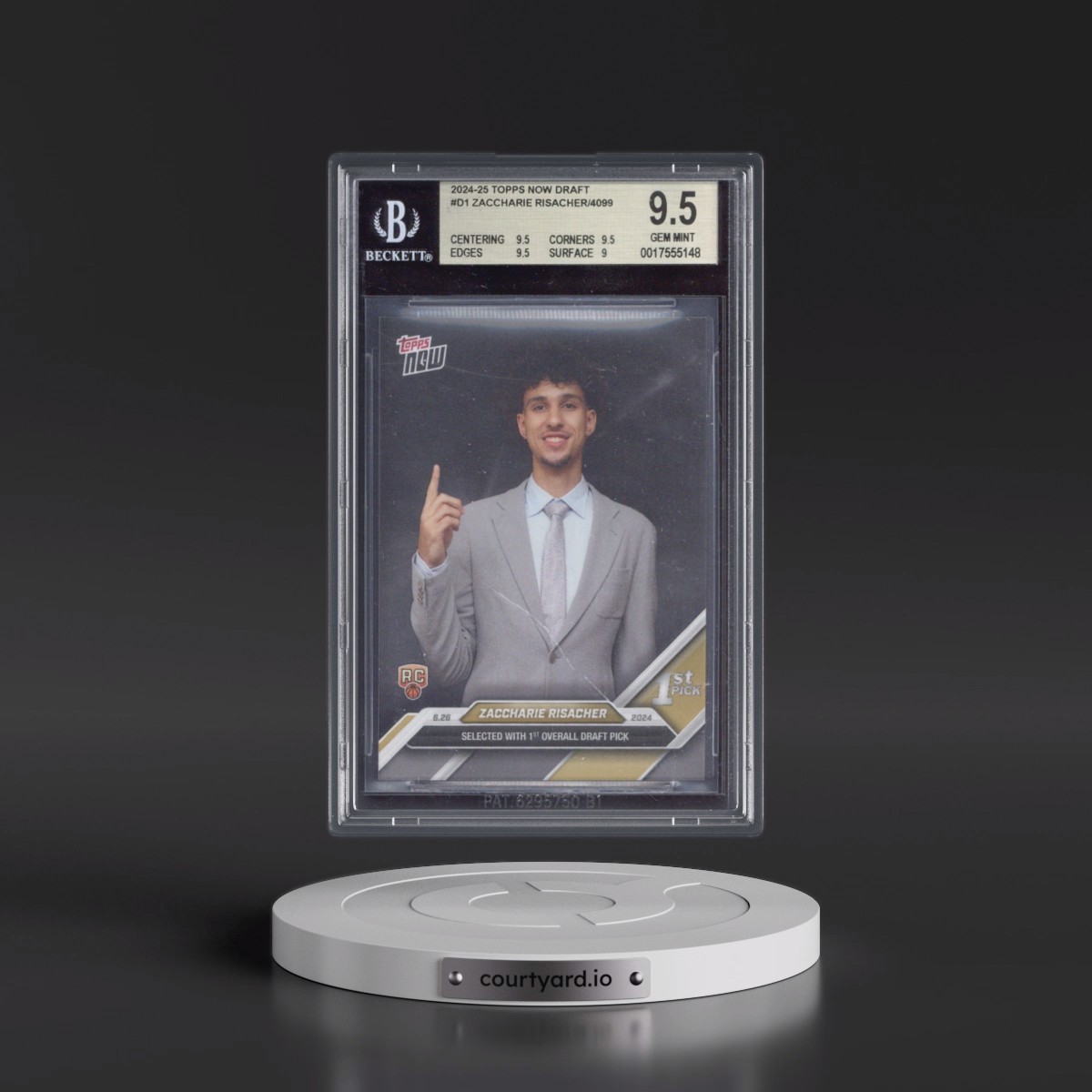 2024 Topps Now Draft #D1 Zaccharie Risacher/4099* (BGS 9.5 GEM MINT)