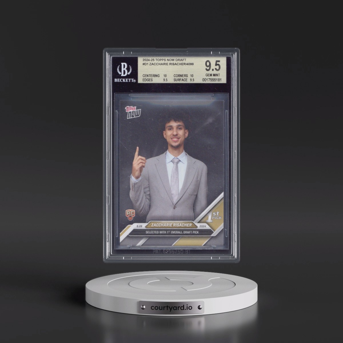 2024 Topps Now Draft #D1 Zaccharie Risacher/4099* (BGS 9.5 GEM MINT)