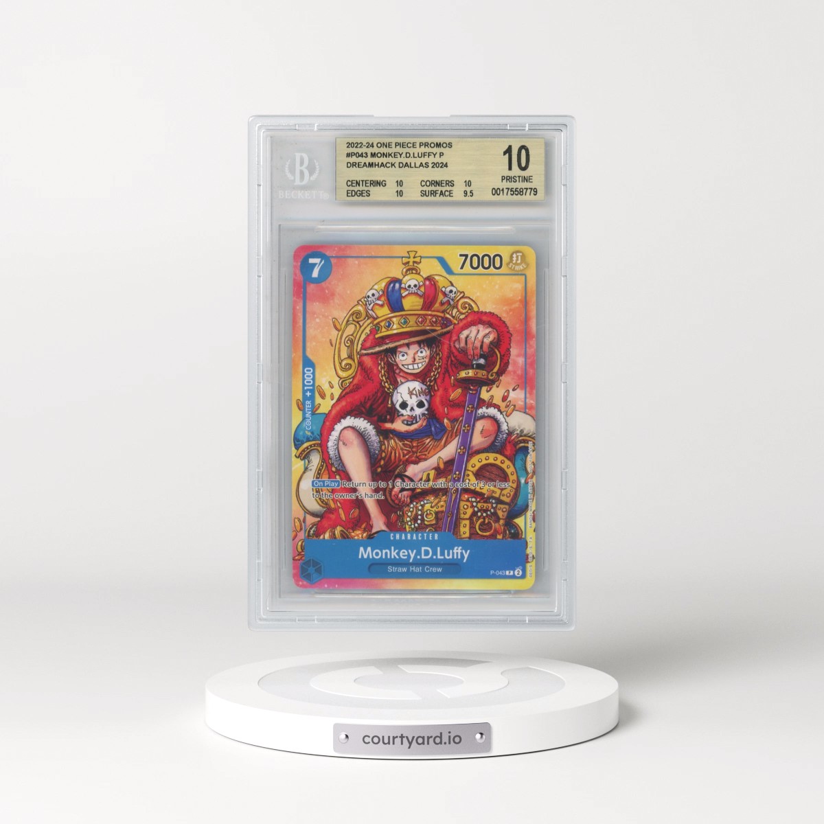 2022 Promotional Cards - English #043 Monkey D. Luffy - Dreamhack Dallas (BGS 10 PRISTINE)