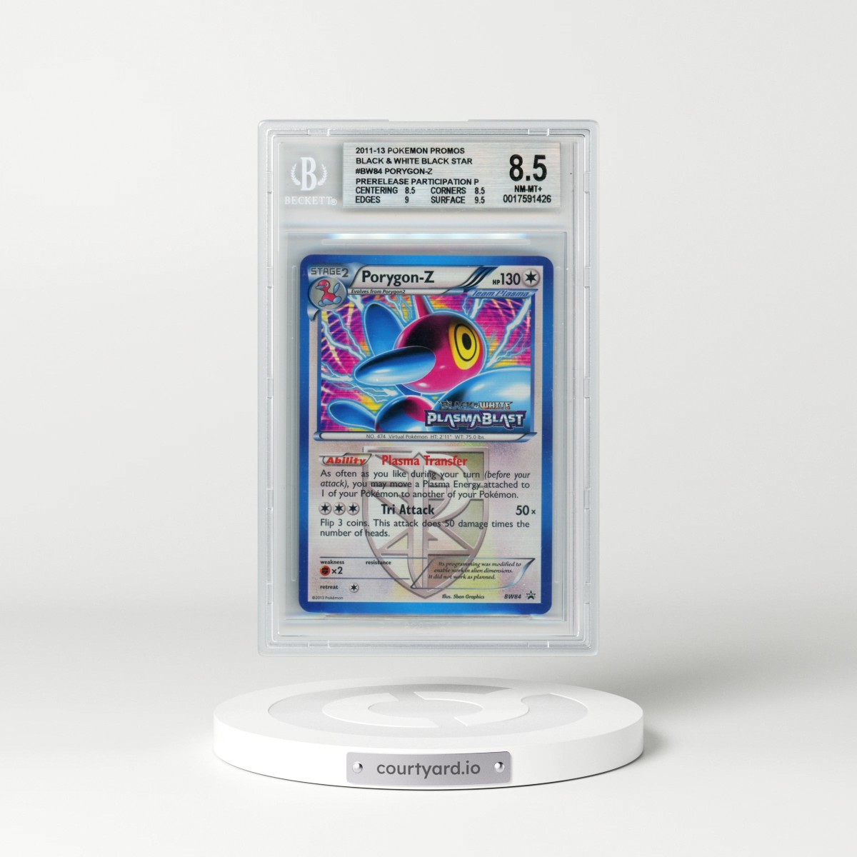 2011 Pokémon Black and White Black Star Promos #BW84 Porygon-Z/(Plasma Blast Prerelease participation) P (BGS 8.5 NM-MT+)