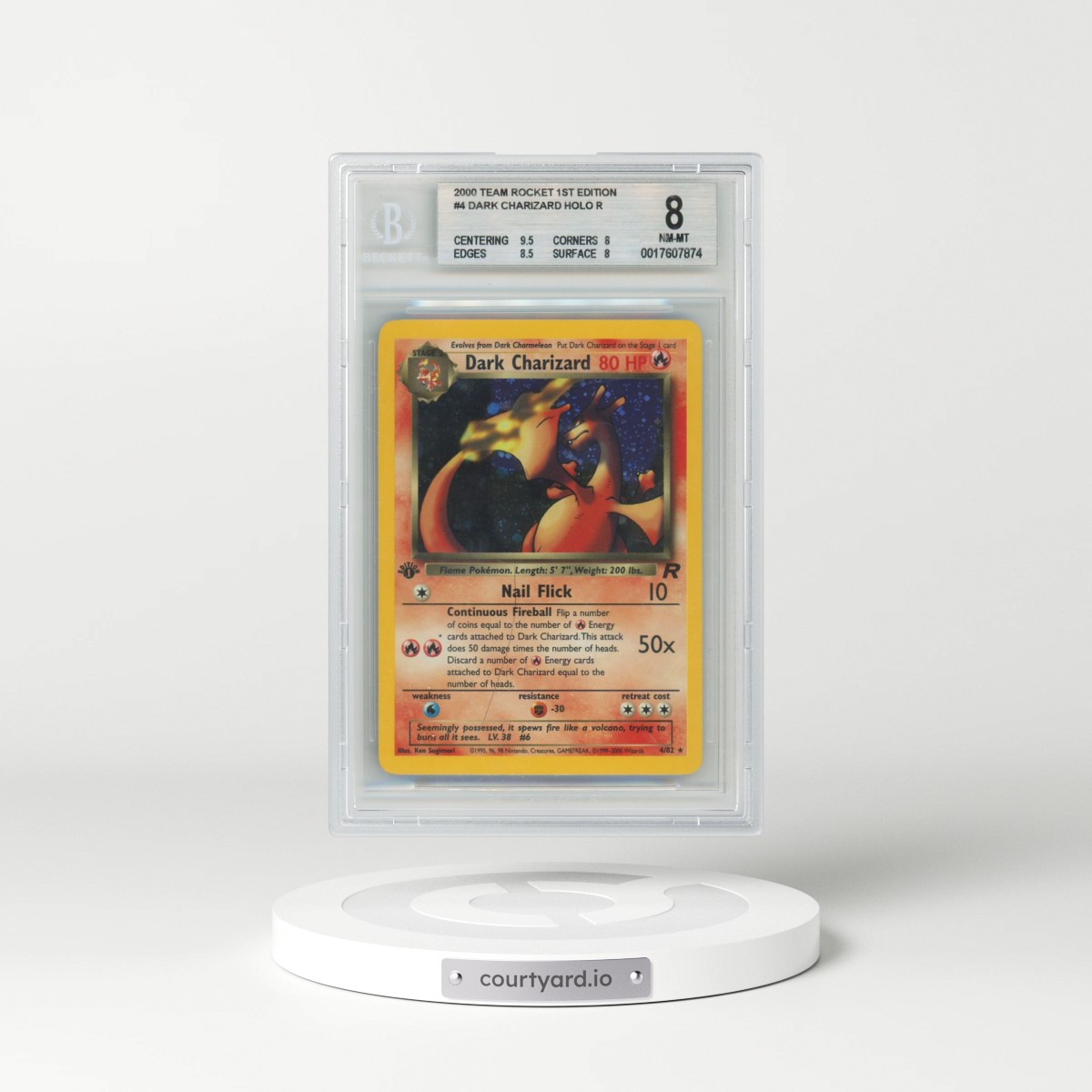 2000 Team Rocket #4 Dark Charizard - 1st Edition Holo (BGS 8 NM-MT)