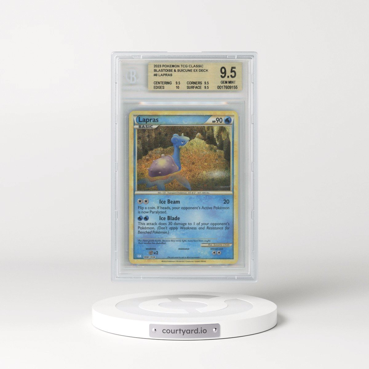 2023 Pokémon Trading Card Game Classic Blastoise and Suicune ex Deck #008 Lapras (BGS 9.5 GEM MINT)