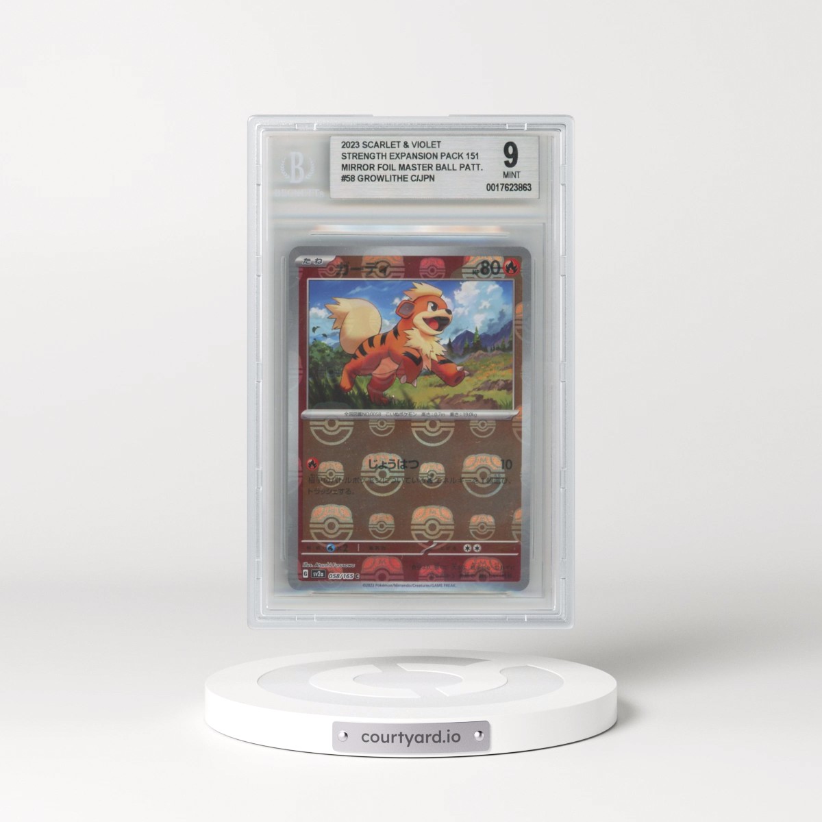 2023 Pokémon Card 151 #058 Growlithe - Reverse Holo Master Ball (BGS 9 MINT)
