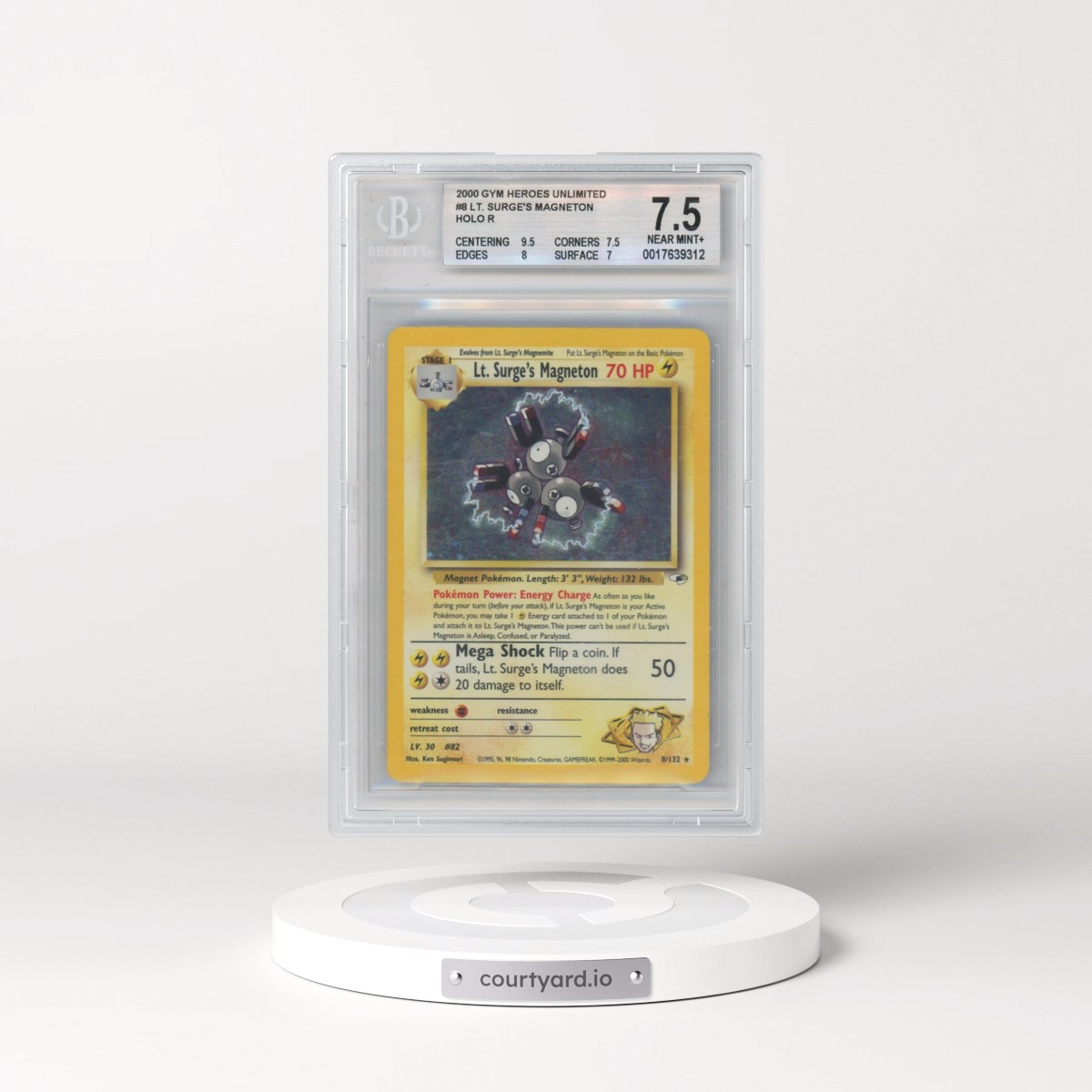 2000 Gym Heroes #8 Lt. Surge's Magneton - Holo (BGS 7.5 NM+)