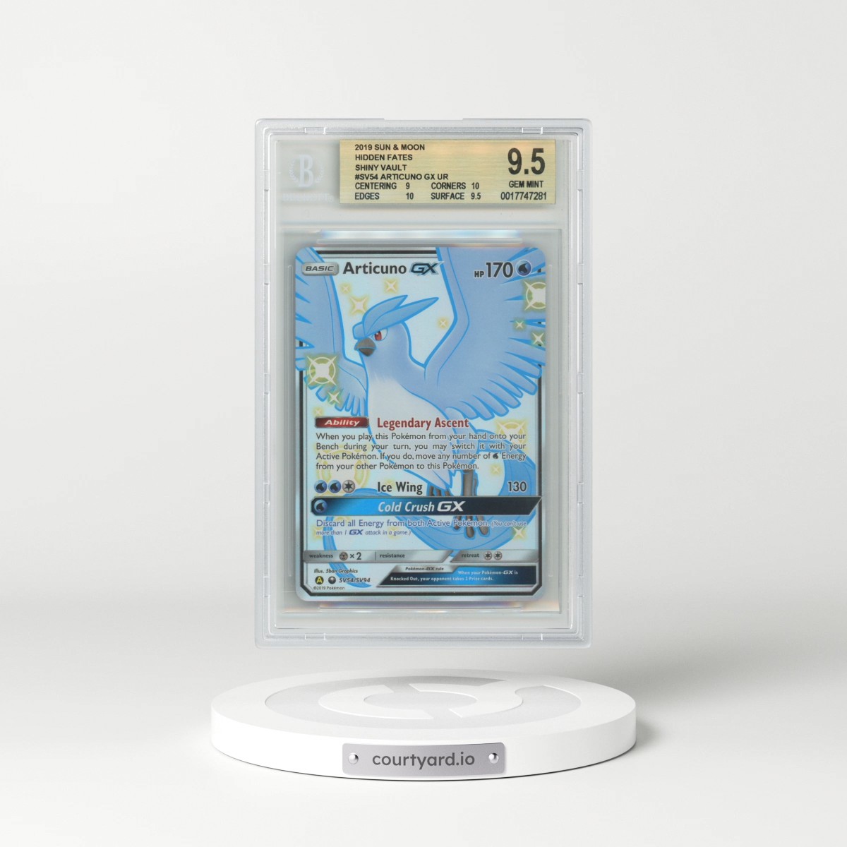 2019 Hidden Fates #SV54 Articuno GX - Holo (BGS 9.5 GEM MINT)