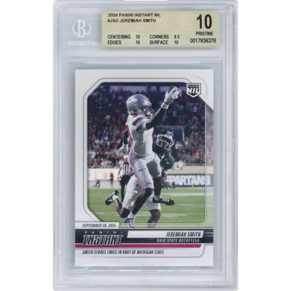 2024 Panini Instant NIL #JSD Jeremiah Smith/1341* (BGS 10 PRISTINE)