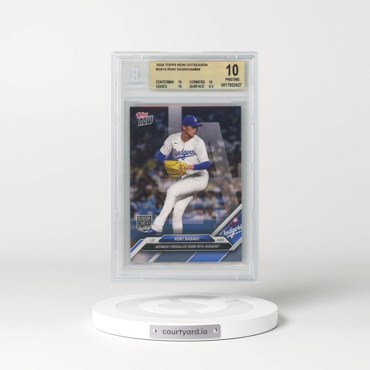 2024 Topps Now Offseason #OS13 Roki Sasaki (BGS 10 PRISTINE)