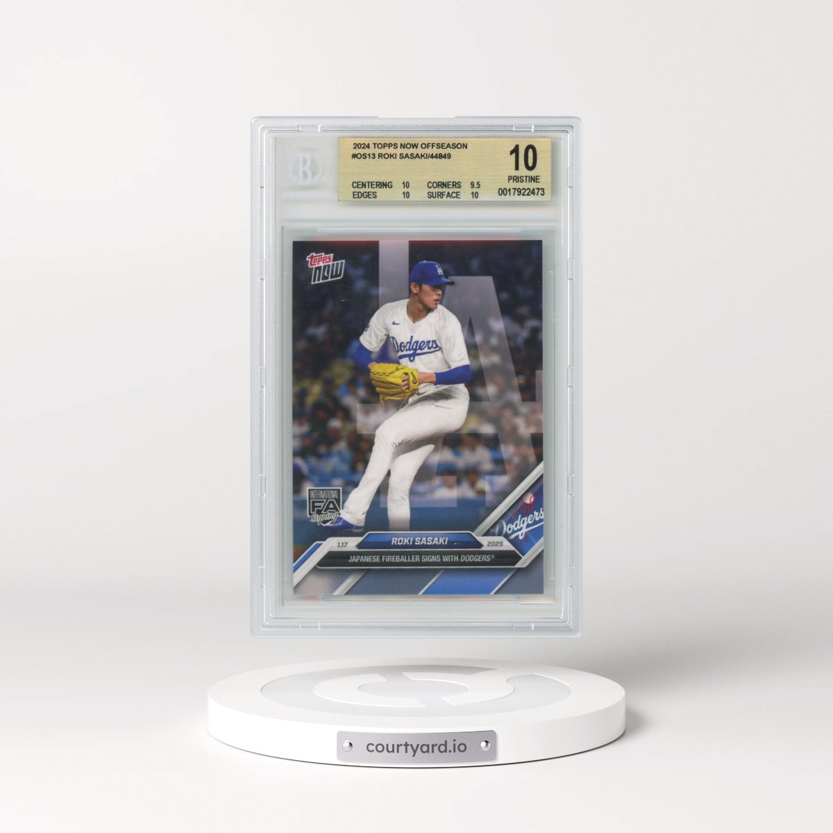 2024 Topps Now Offseason #OS13 Roki Sasaki (BGS 10 PRISTINE)