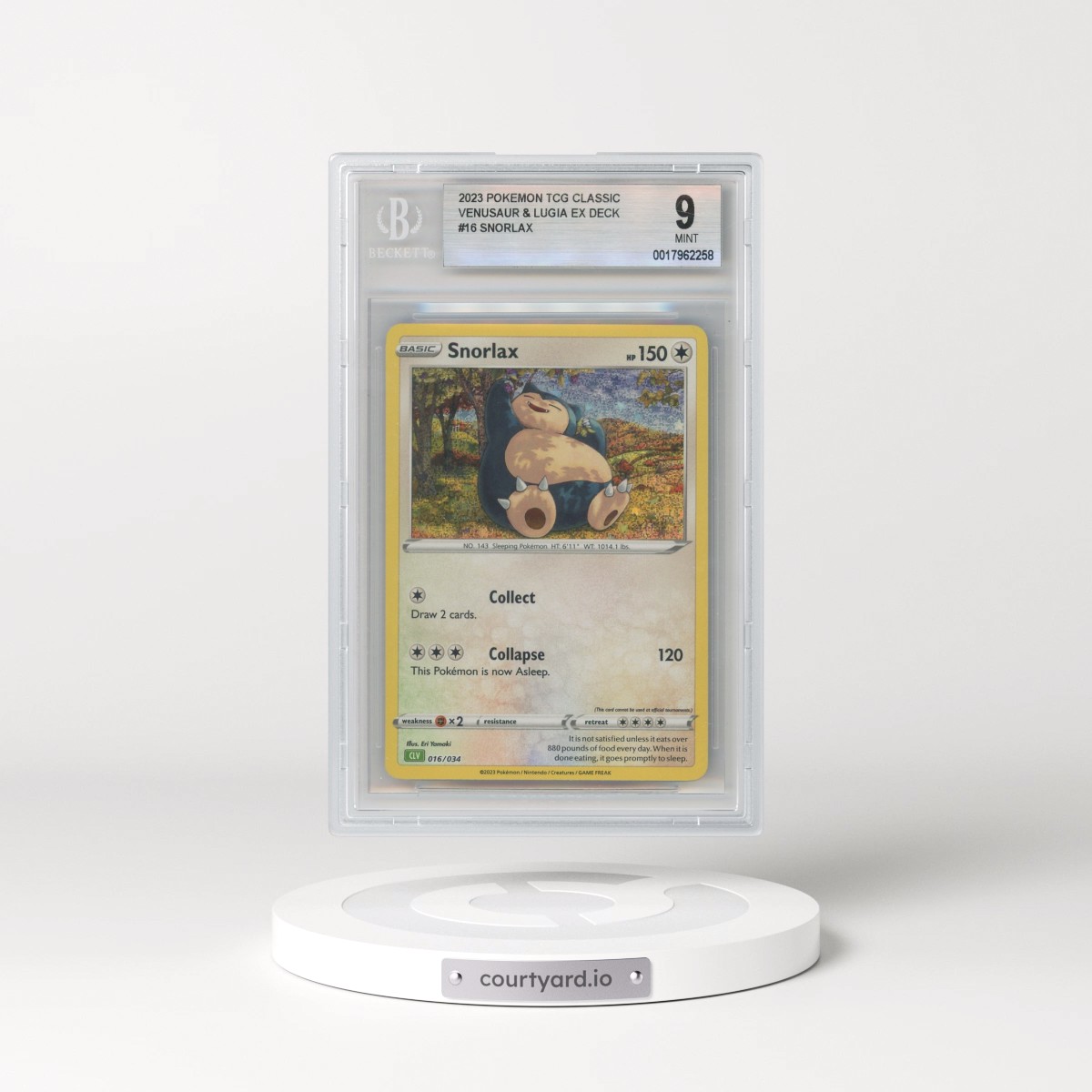 2023 Pokémon CLV-Trading Card Game Classic Venusaur & Lugia EX Deck #016 Snorlax (BGS 9 MINT)