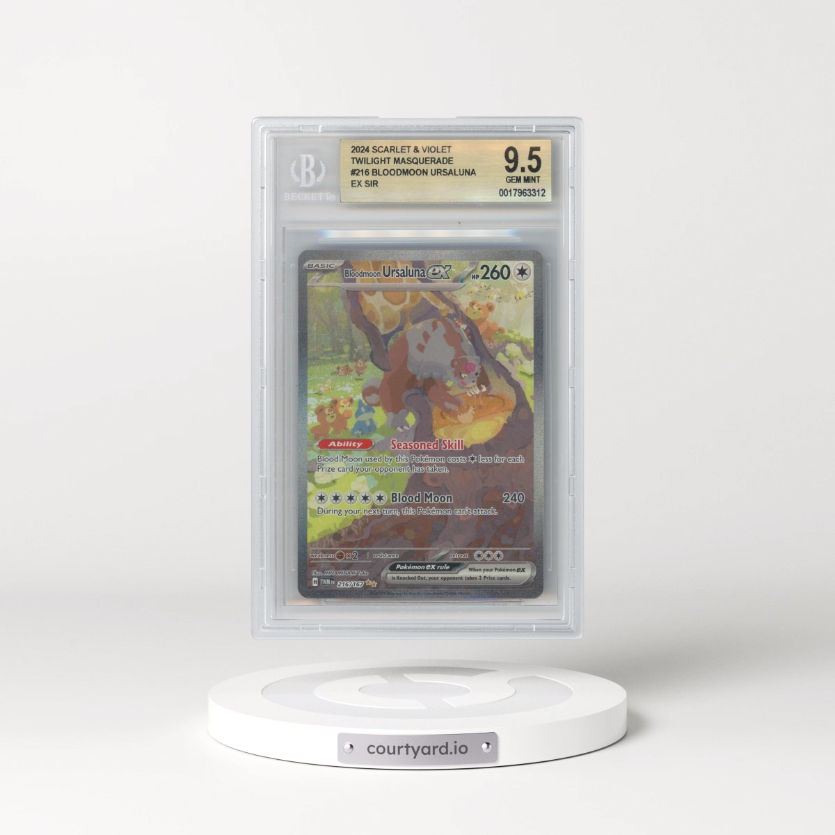 2024 Twilight Masquerade - TWM EN #216 Bloodmoon Ursaluna ex - Special Illustration Rare (Holo) (BGS 9.5 GEM MINT)