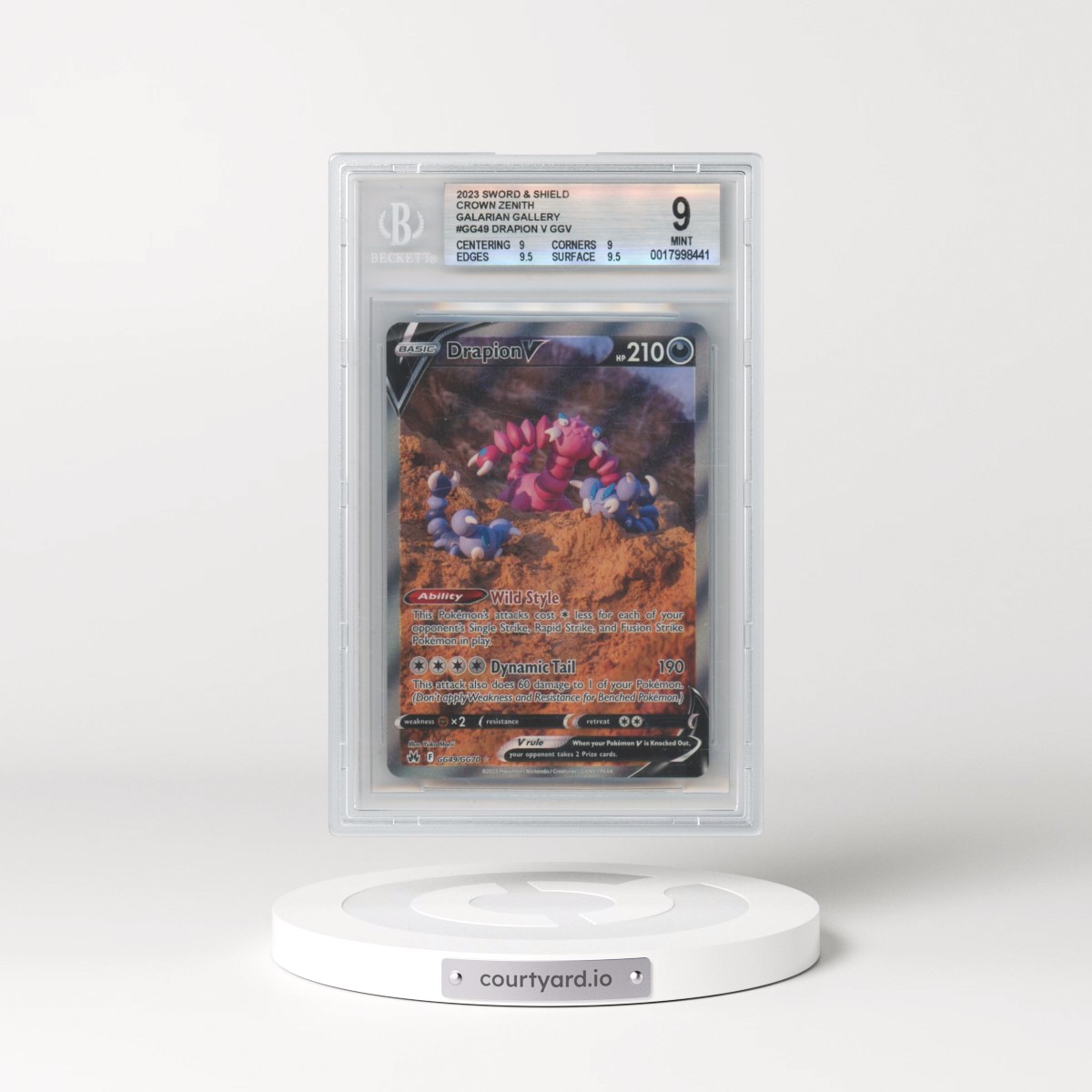 2023 Crown Zenith #GG49 Drapion V - Galarian Gallery Holo (BGS 9 MINT)