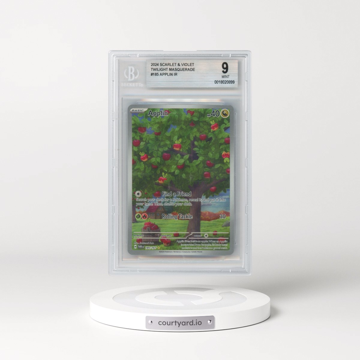 2024 Twilight Masquerade - TWM EN #185 Applin - Illustration Rare Holo (BGS 9 MINT)