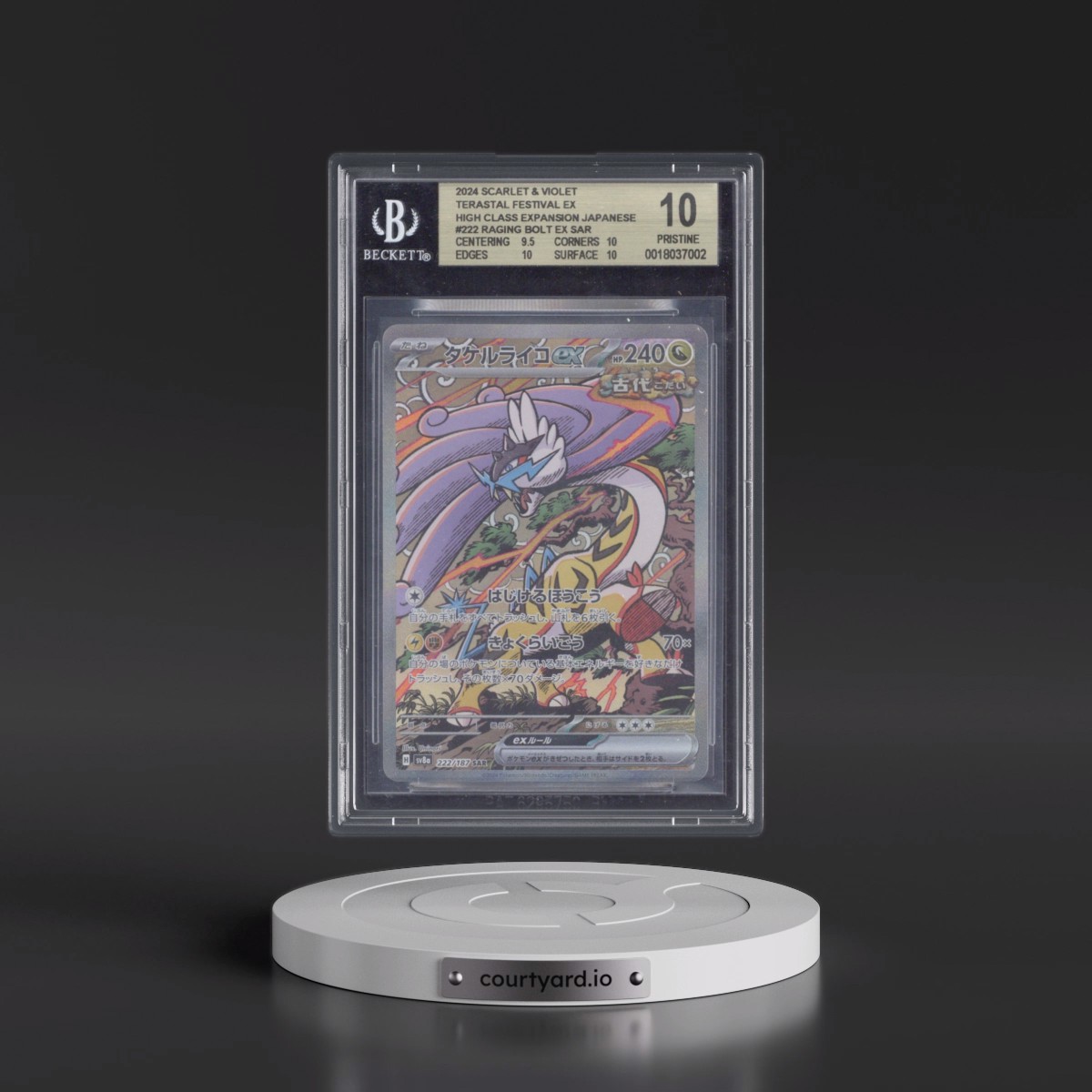 2024 High Class Pack: Terastal Fest ex - sv8a #222 Raging Bolt ex - Special Art Rare Holo (BGS 10 PRISTINE)